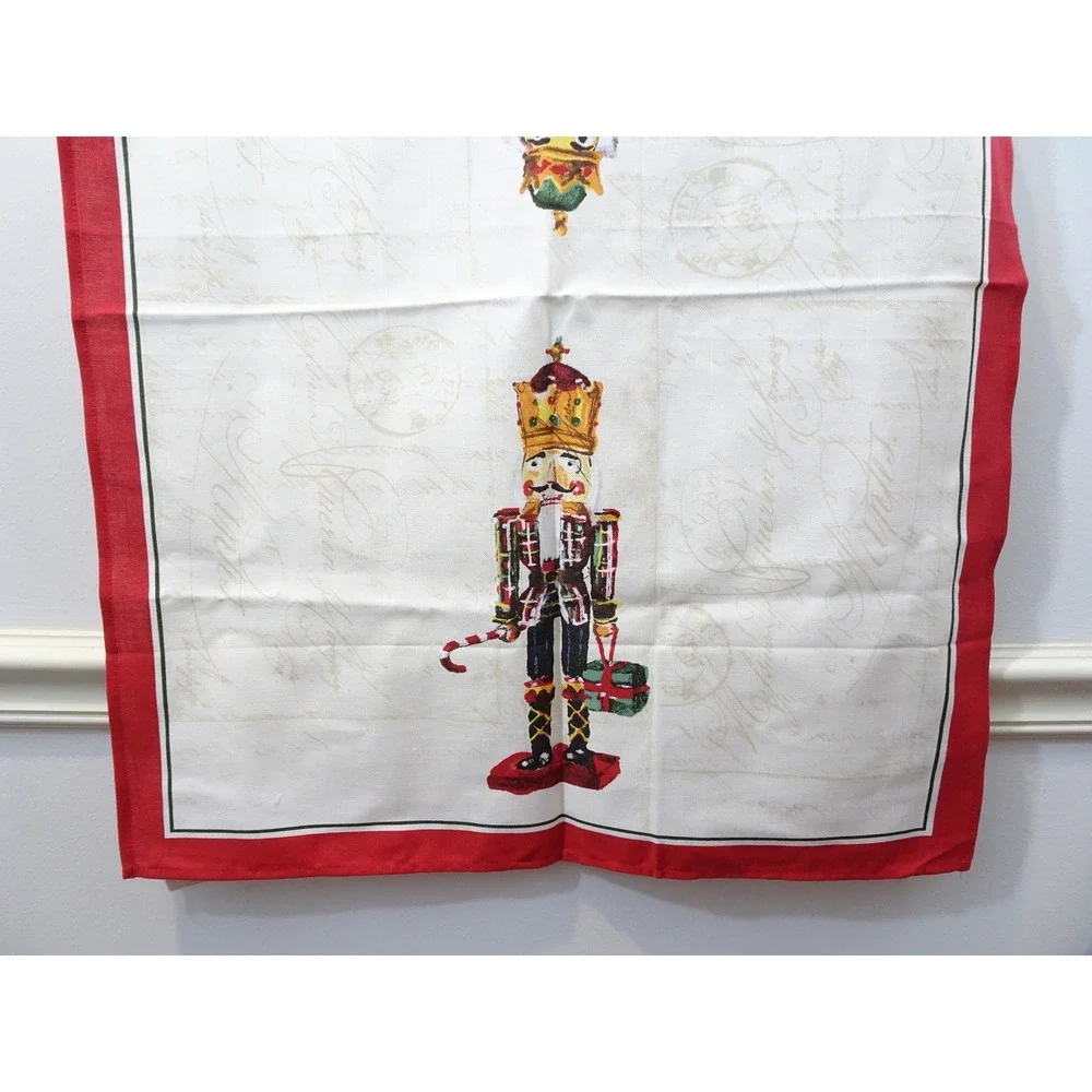 Williams Sonoma Nutcracker Christmas Tea Towel Cotton Red White Holiday Decor